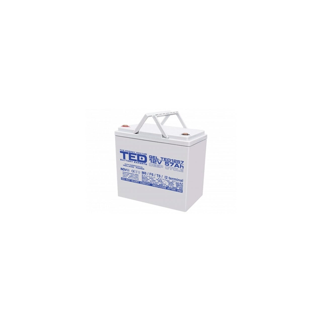 Accumulator AGM VRLA 12V 57A GEL Deep Cycle 229mm x 138mm x h 208mm M6 TED Battery Expert Holland TED003393 (1)