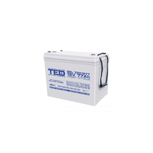 Accumulator AGM VRLA 12V 77A GEL Deep Cycle 260mm x 167mm x h 210mm M6 TED Battery Expert Holland TED003409 (1)