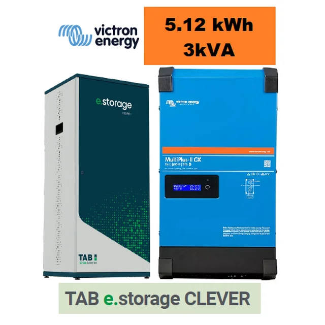 Accumulo di energia TAB CLEVER 3kVA/5.12 kWh SISTEMA ON/OFF-GRID READY PER CASA E AZIENDA