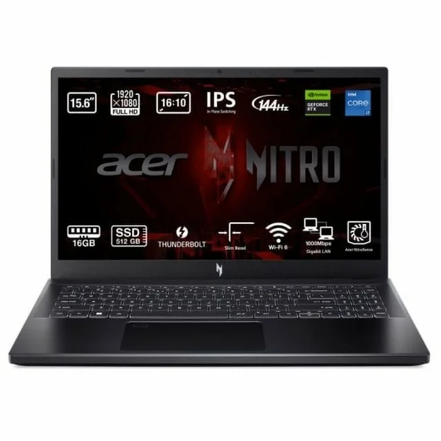 Acer Nitro V bærbar pc 15 ANV15-51 15,6&quot; Intel Core i7-13620H 16 GB RAM 512 GB SSD NVIDIA GeForce RTX 3050