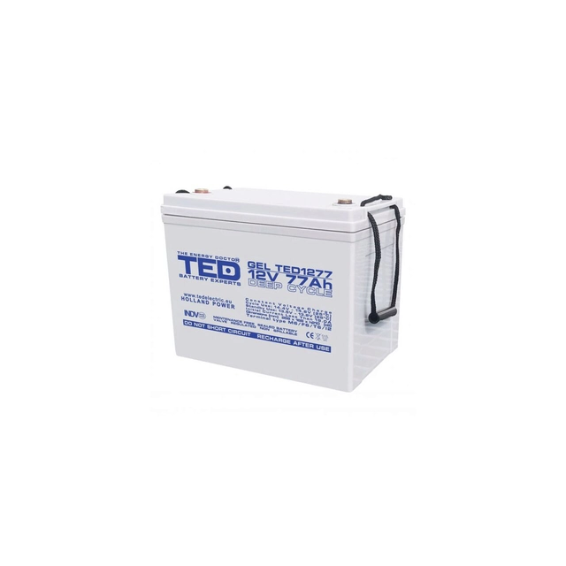 Ackumulator AGM VRLA 12V 77A GEL Deep Cycle 260mm x 167mm x h 210mm M6 TED Battery Expert Holland TED003409 (1)