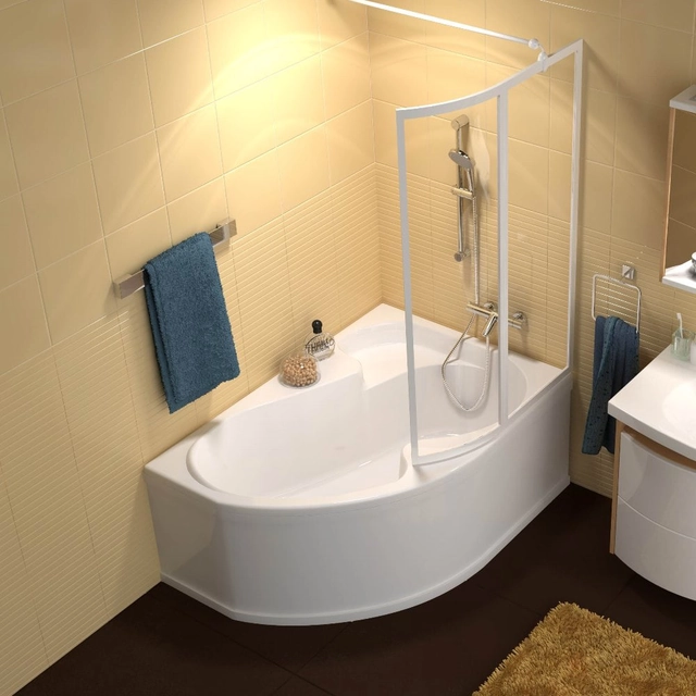 Acrylic asymmetrical bathtub Ravak Rosa I, 140x105 cm, right