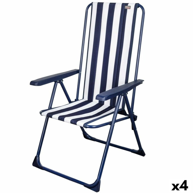 Actieve klapstoel Gestreept Wit Marineblauw 46 x 101 x 59 cm (4 Stuks)