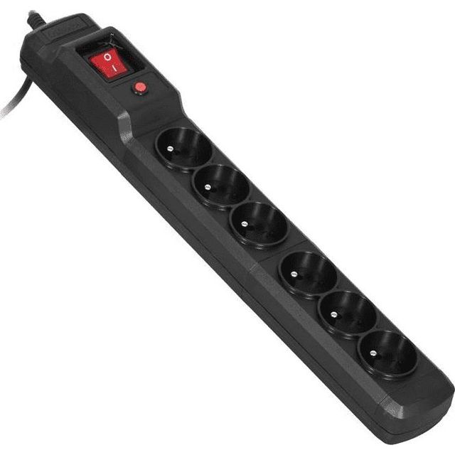 Activejet Combo surge protection power strip 6 sockets 3 m black