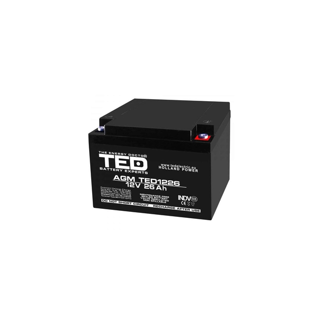 Acumulator AGM VRLA 12V 26A dimensiuni 165mm x 175mm x h 126mm M5 TED Battery Expert Holland TED003638 (1)