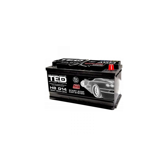 Acumulator auto 12V 96A dimensiune 353mm x 175mm x h190mm 855A AGM Start-Stop TED Automotive TED003836