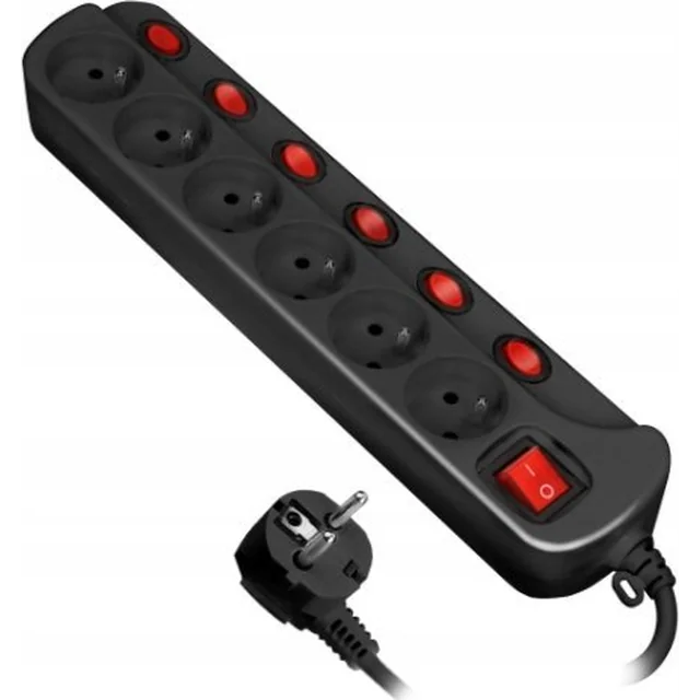 Orno power strip 6 sockets 1.5 m black (OR-AE-13162/B/1,5M)