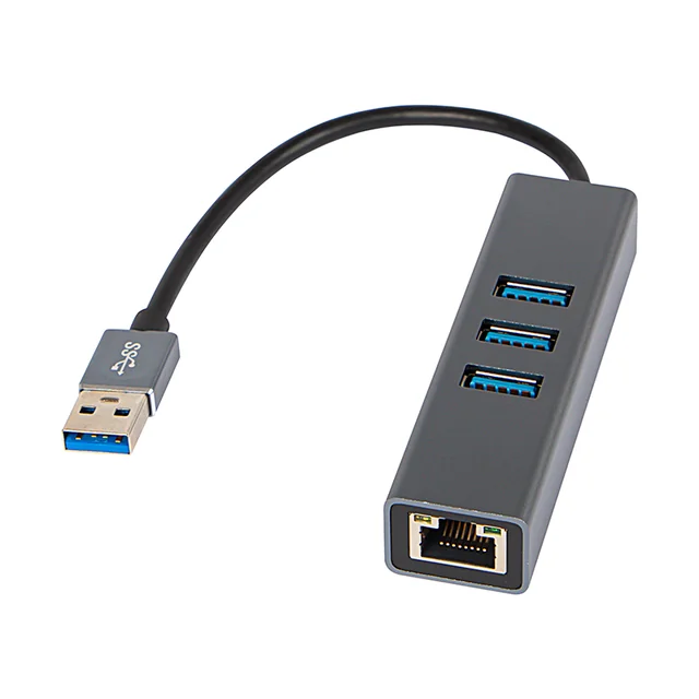 Adaptador de rede USB-C RJ45+3xUSB cabo