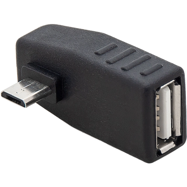 Adapter USB gniazdoUSB-wtyk microUSB kąt 1 Sztuka