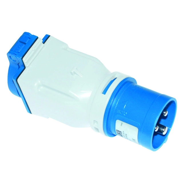 Adapter with CEE plug input 16A/3P/230V output socket 16A 230V with a pin IP44