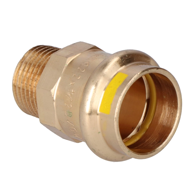 Adapternippel, udvendig gevind,22 x 1/2 bronze B Pressegas