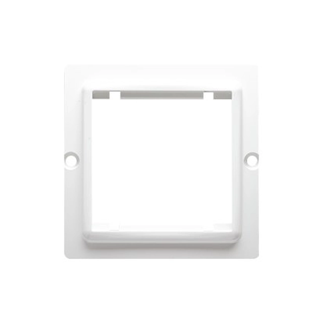 Adattatore (adattatore) per accessori standard 45 ×45 mm.Fissaggio alla scatola con clip e viti, bianco