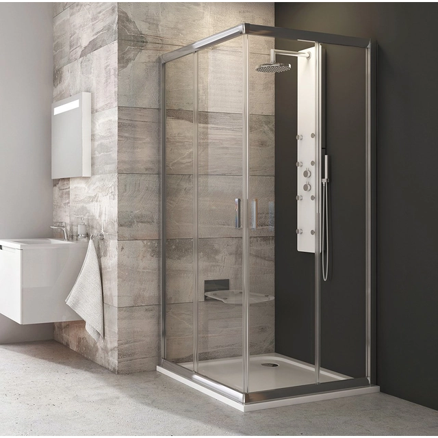 Square shower cabin Ravak Blix, BLRV2-80, glossy+transparent glass