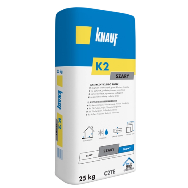 Adesivo elástico para ladrilhos KNAUF K2 cinza 25kg