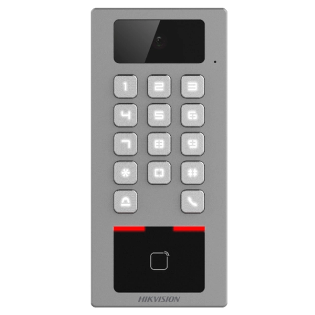 Adgangskontrolterminal og intercom med tastatur og kortlæser, opløsning 2MP, Wi-Fi, RS485, Alarm - Hikvision - DS-K1T502DBWX-C