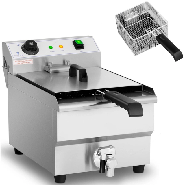 Adjustable electric fryer with drain tap 230 V 3200 In 13 l