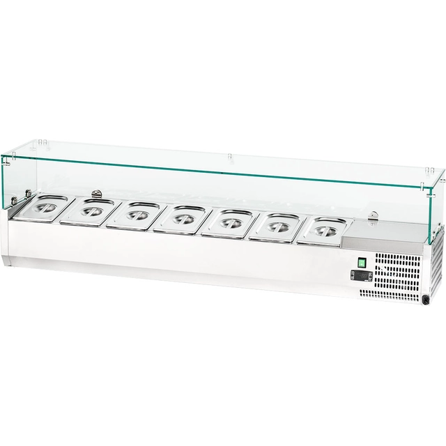 Adjustable refrigerated display case 7xGN 1/4 1600x335x435 mm with glass