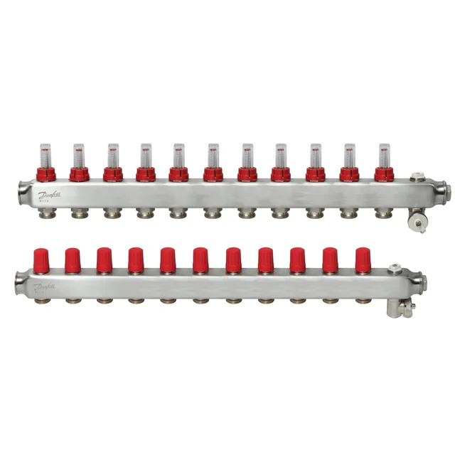 Adjustable underfloor heating collector Danfoss, with flow meters, SSM-F 11 rings