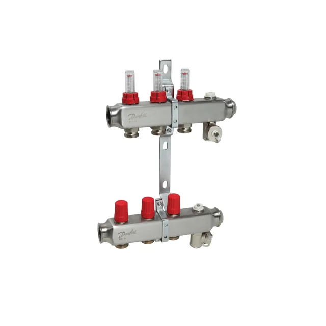 Adjustable underfloor heating collector Danfoss, with flow meters, SSM-F 3 rings