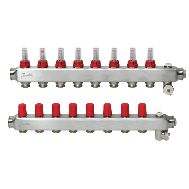 Adjustable underfloor heating collector Danfoss, with flow meters, SSM-F 8 rings