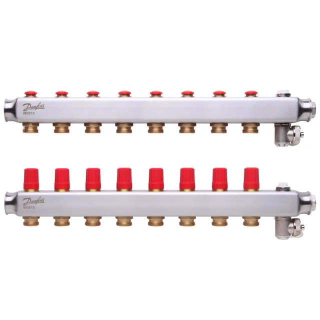 Adjustable underfloor heating collector Danfoss, without flow meters, SSM 8 rings