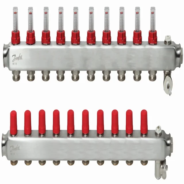 Adjustable underfloor heating collector with flow meter DANFOSS, SSM-10F, 10 rings