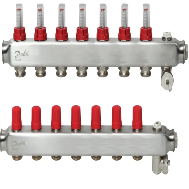 Adjustable underfloor heating collector with flow meter DANFOSS, SSM-7F, 7 rings