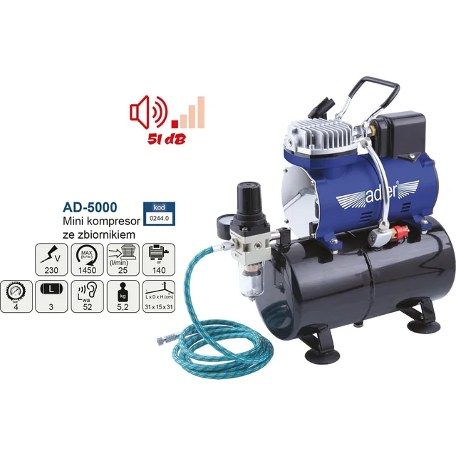 Adler ADLER COMPRESSOR / MINI COMPRESSOR PARA AERÓGRAFOS AD-5000