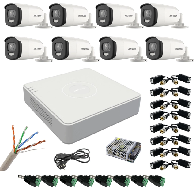 Surveillance kit with 8 cameras 5 MP, ColorVu, Color at night 40m, DVR with 8 channels 8MP, accessories