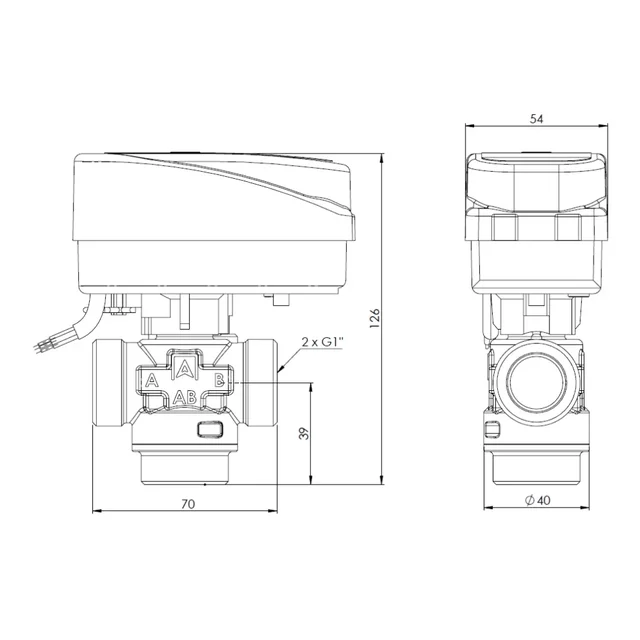 AFRISO 3-drogowy conski ventil AZV643 DN20 G1" KVS 8 M3/H