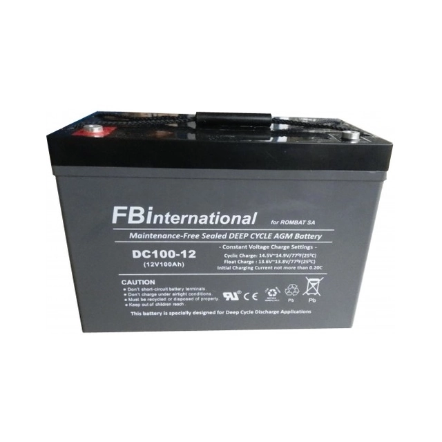 AGM VRLA akumulators 12V 150A Dziļā cikla izmēri 483mm x 170mm x h 240mm DC150-12 FBI - pm1