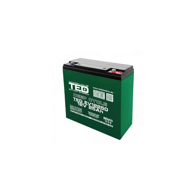 AGM VRLA akumulators 12V 25A Deep Cycle 181mm x 76mm x h 167mm elektriskajiem transportlīdzekļiem M5 TED Battery Expert Holland TED003782 (4)