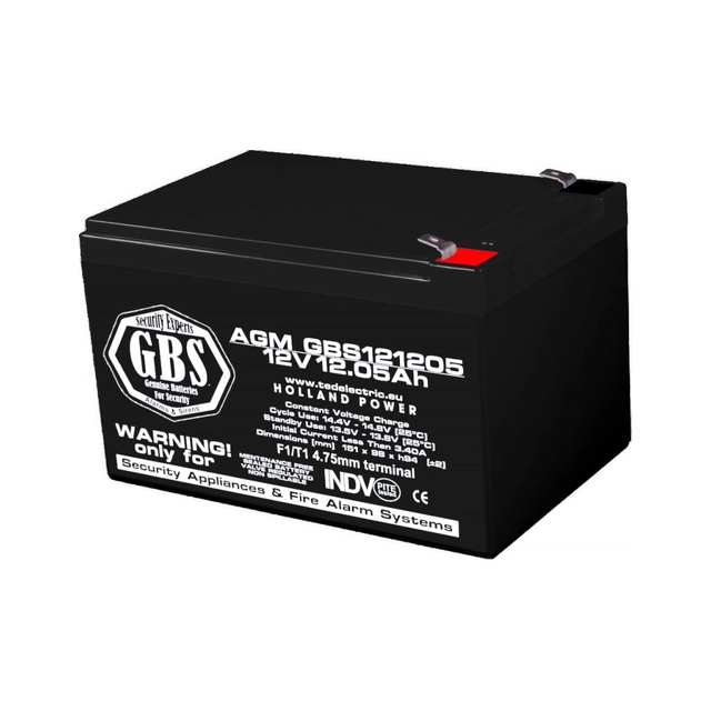 AGM VRLA batteri 12V 12,05A størrelse 151mm x 98mm xh 95mm F1 GBS (4)