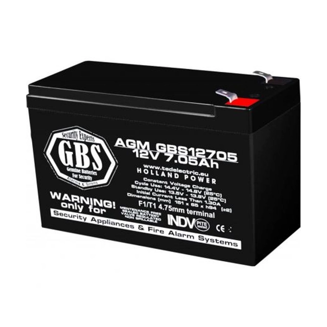 AGM VRLA batteri 12V 7,05A til sikkerhedssystemer F1 GBS (5)