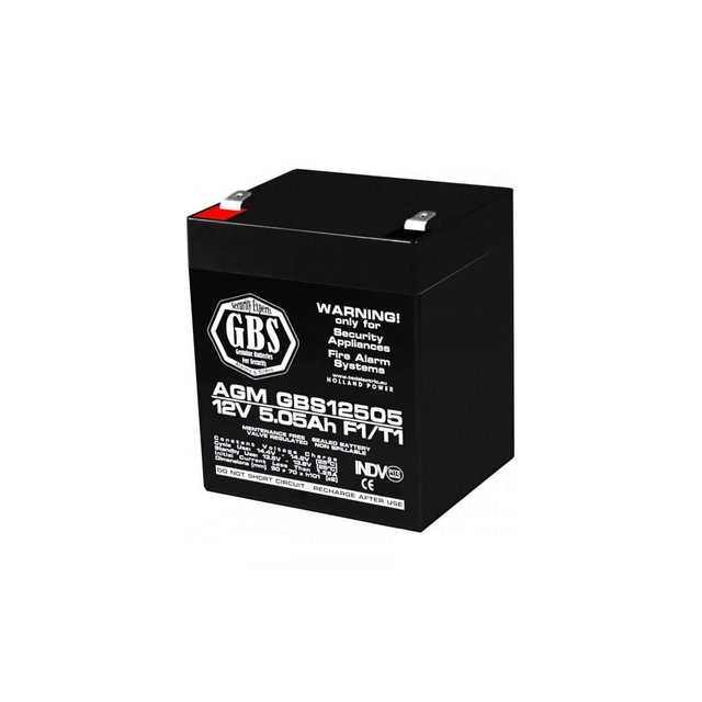 AGM VRLA battery 12V 5,05A for security systems F1 GBS (10)