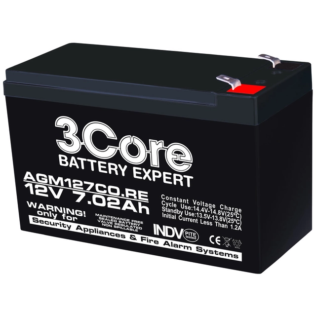 AGM VRLA battery 12V 7,02A for security systems F1 3Core (5)