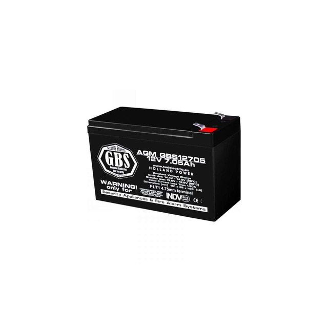 AGM VRLA battery 12V 7,05A for security systems F1 GBS (5)