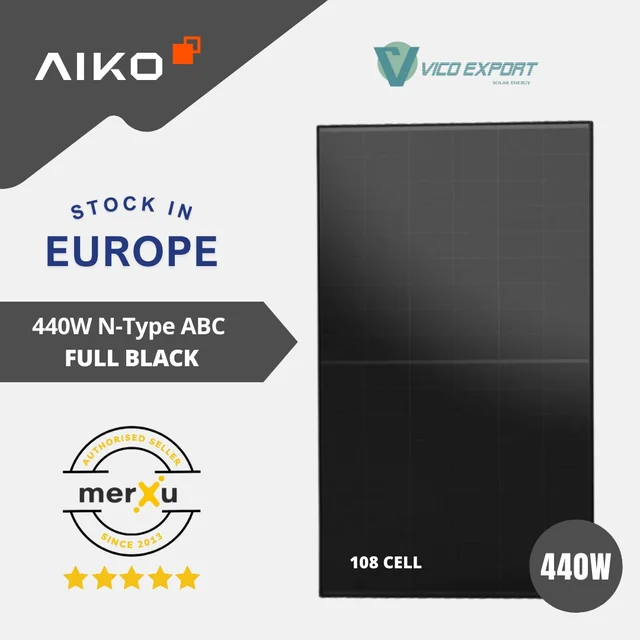 AIKO 440W N-típusú ABC 108 cellák Teljes fekete AIKO-A-MAH54Mb