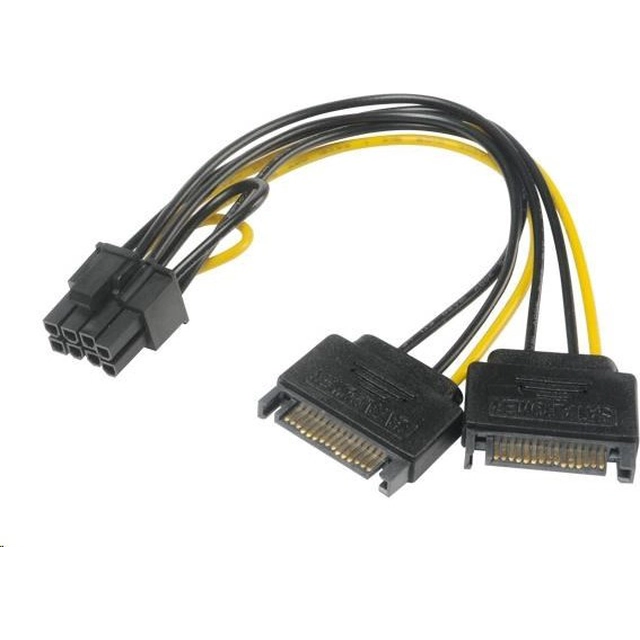 AKASA power adapter for 6 + 2pin PCIe (2xSATA male power to a 6 + 2pin PCIe female connector)