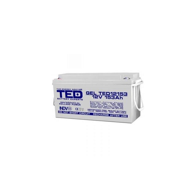 Akkumulator AGM VRLA 12V 153A GEL Deep Cycle 483mm x 170mm x h 240mm M8 TED Battery Expert Holland TED003515 (1)