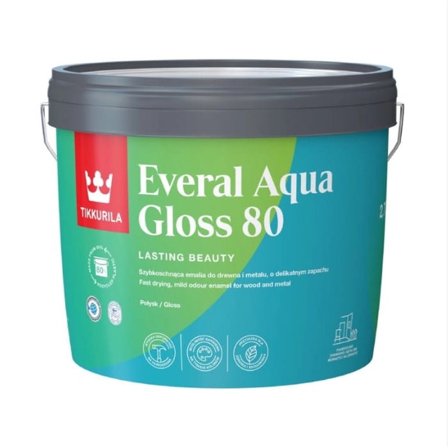 Ακρυλικό σμάλτο Tikkurila Everal Aqua Gloss 80 Βάση C 0,9L