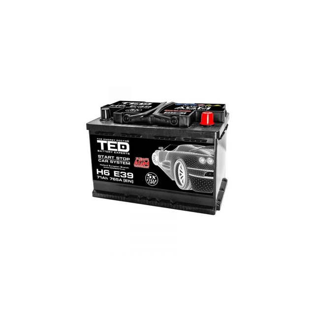 Akumulator samochodowy 12V 71A rozmiar 278mm x 175mm x h190mm 765A AGM Start-Stop TED Automotive TED003805