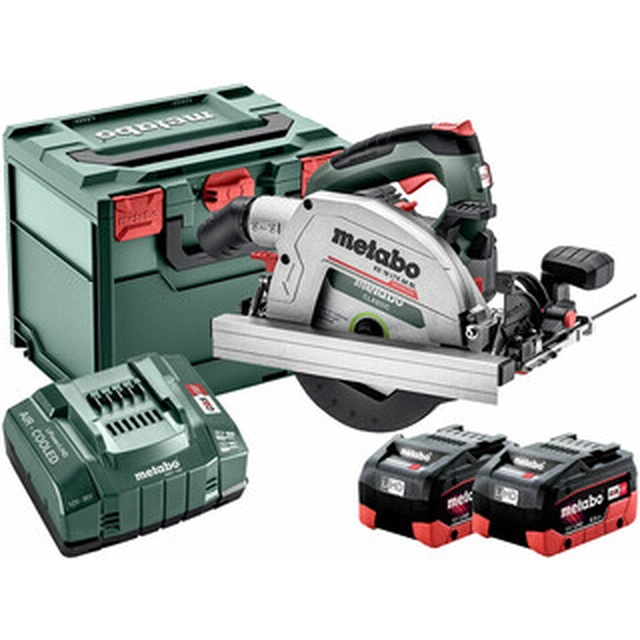 Акумулаторен циркулярен трион Metabo KS 18 LTX 66 BL 18 V | Циркулярно острие 165 mm x 20 mm | Рязане макс. 66 mm | Карбон без четки | 2 x 8 Ah батерия + зарядно | в metaBOX