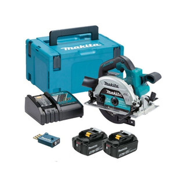 Акумуляторна циркулярна пила Makita DHS661RTJU 18 V | Полотно циркулярної пилки 165 мм x 20 мм | Макс. 57 мм | Карбонова безщітка | 2 x 5 Ач акумулятор + зарядний пристрій | в MakPac