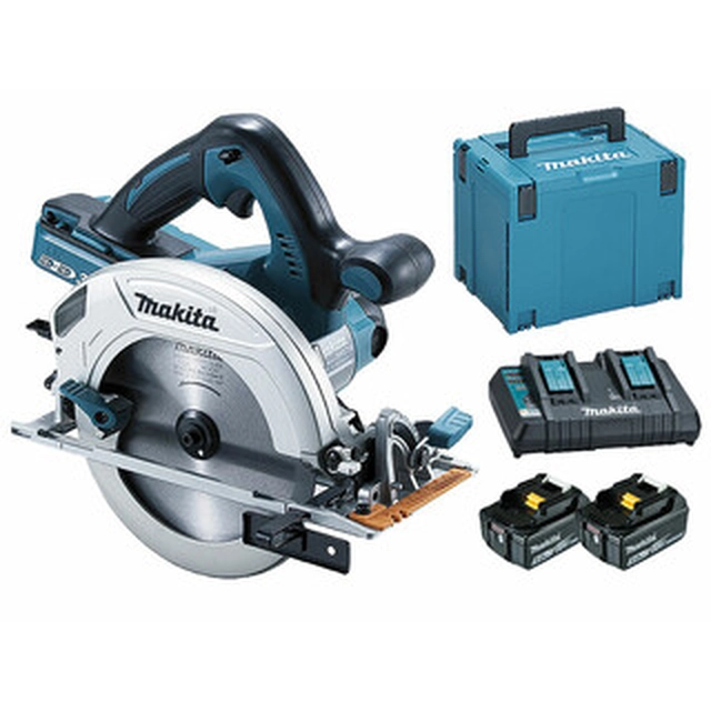 Акумуляторна циркулярна пила Makita DHS710PT2J 2 x 18 V | Полотно циркулярної пилки 190 мм x 30 мм | Макс. 68,5 мм | Вугільна щітка | 2 x 5 Ач акумулятор + зарядний пристрій | в MakPac