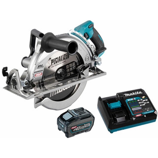 Акумуляторна циркулярна пила Makita RS002GT101 40 V | Полотно циркулярної пилки 260 мм x 30 мм | Макс. 95 мм | Карбонова безщітка | 1 x 5 Ач акумулятор + зарядний пристрій | В картонній коробці