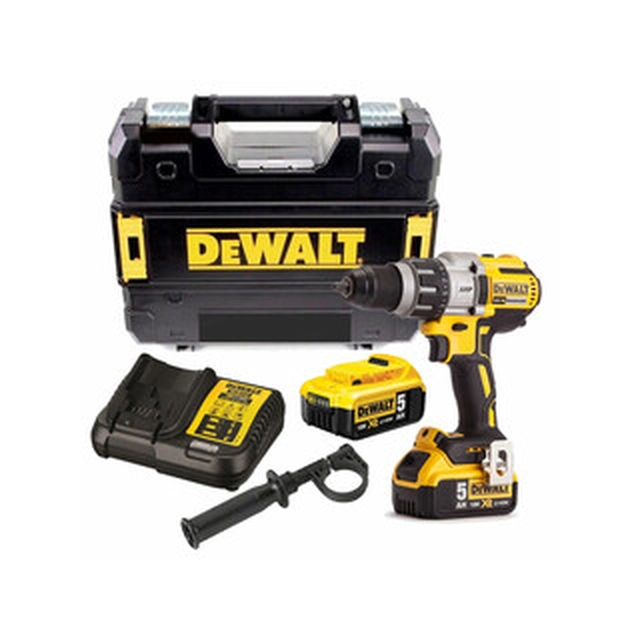 Акумуляторна дриль-шуруповерт DeWalt DCD991P2-QW з патроном 18 V | 95 Нм | Карбонова безщітка | 2 x 5 Ач акумулятор + зарядний пристрій | ЦСТАК у валізі