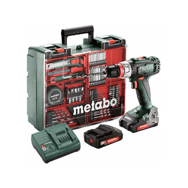 Акумуляторна дриль-шуруповерт Metabo BS 18 L Quick з патроном 18 V | 25 Nm/50 Nm | Вугільна щітка | 2 x 2 Ач акумулятор + зарядний пристрій | У валізі