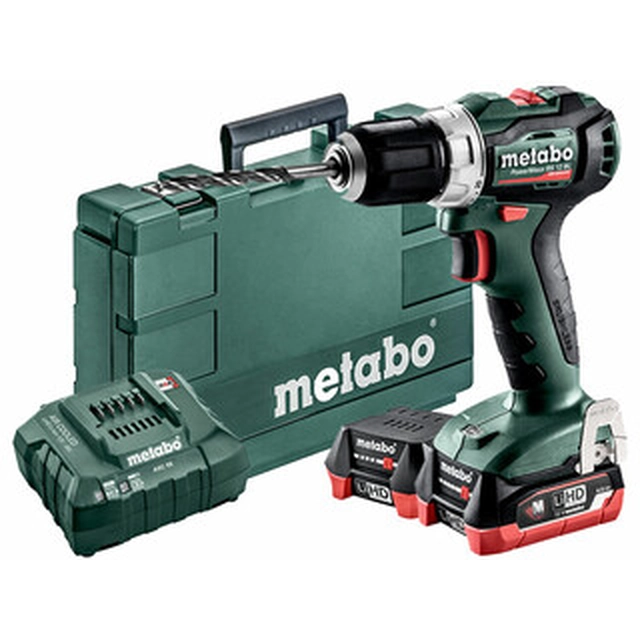 Акумуляторна дриль-шуруповерт Metabo PowerMaxx BS 12 BL з патроном 12 V | 18 Nm/45 Nm | Карбонова безщітка | 2 x 4 Ач акумулятор + зарядний пристрій | У валізі