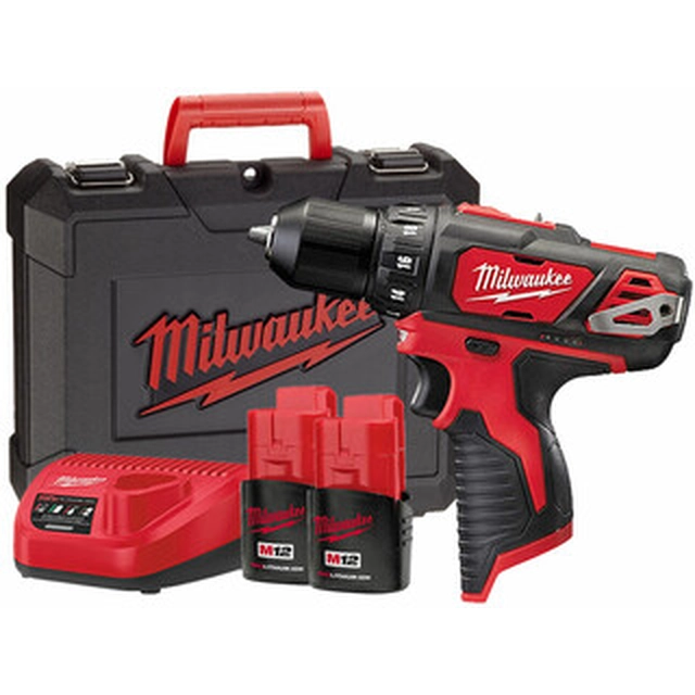 Акумуляторна дриль-шуруповерт Milwaukee M12BDD-152C з патроном 12 V | 30 Нм | Вугільна щітка | 2 x 1,5 Ач акумулятор + зарядний пристрій | У валізі